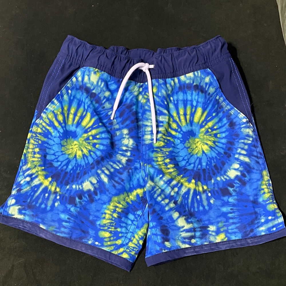 Boy’s Blue Tie-Dye Swim Shorts with Drawstring
